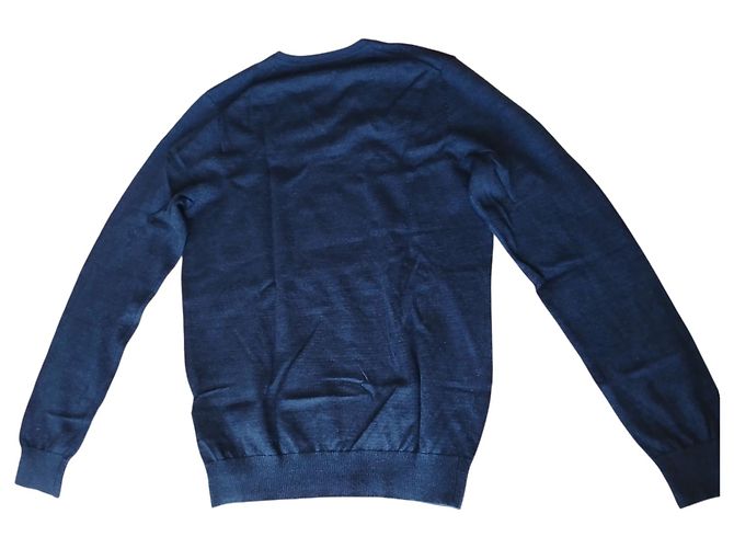 Autre Marque Rundhals-Pullover aus Schurwolle Dunkelblau M - Ansicht 2