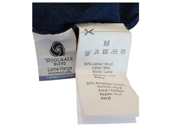 Autre Marque Rundhals-Pullover aus Schurwolle Dunkelblau M - Ansicht 3