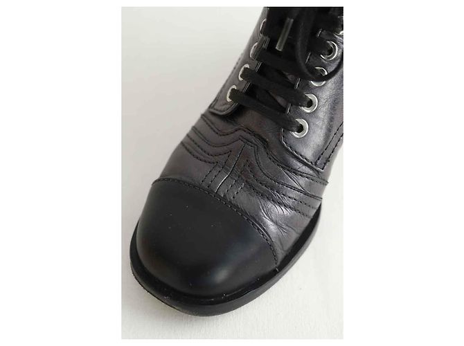 Chanel Graue Leder Schnürschuhe - Ansicht 6
