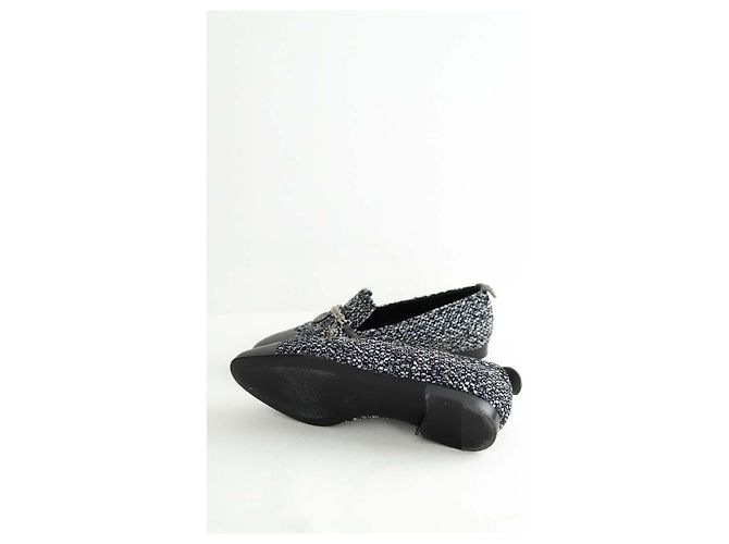 Chanel Mocassini in tweed blu navy - vista 6