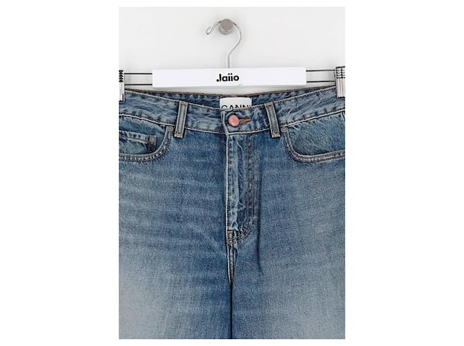 Ganni Jeans anchos de algodón azul - vista 2