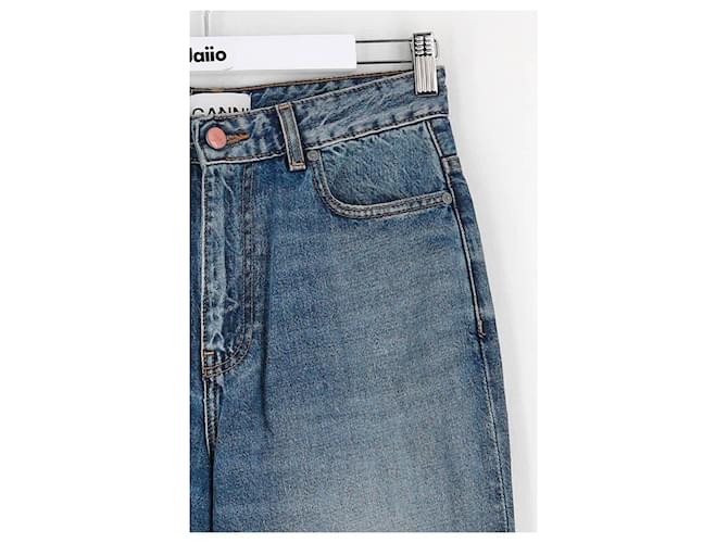 Ganni Jeans anchos de algodón azul - vista 3