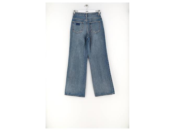 Ganni Jeans anchos de algodón azul - vista 4