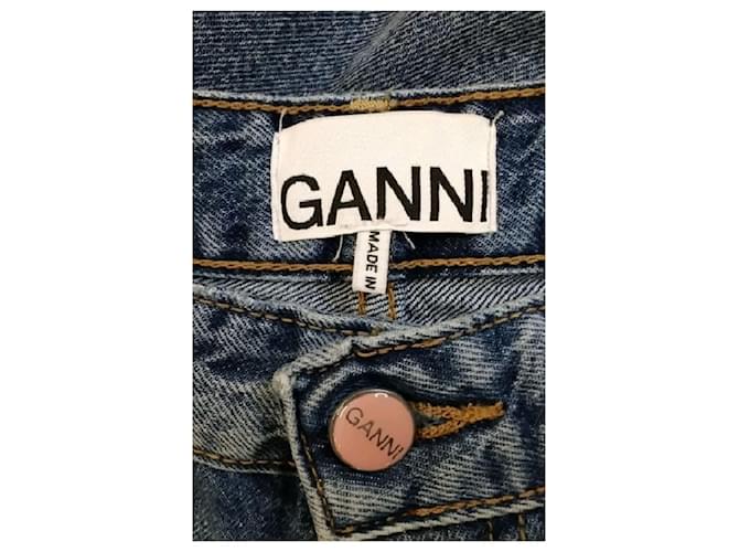 Ganni Jeans anchos de algodón azul - vista 5