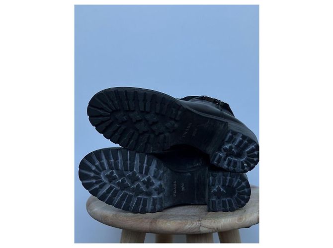 Stivali Prada in pelle e nylon neri Nero - vista 10