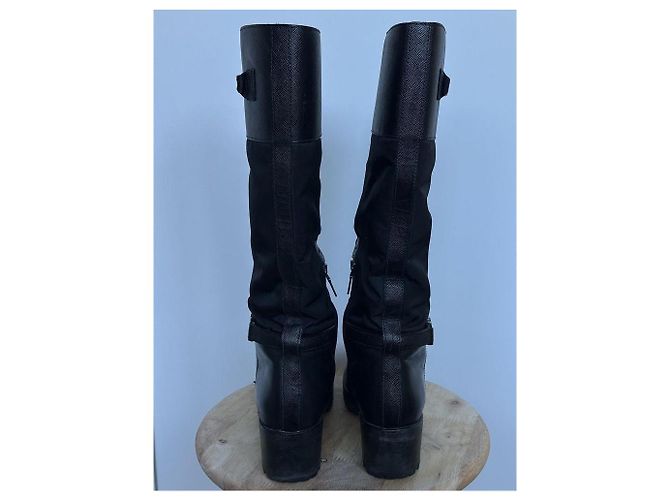 Stivali Prada in pelle e nylon neri Nero - vista 5