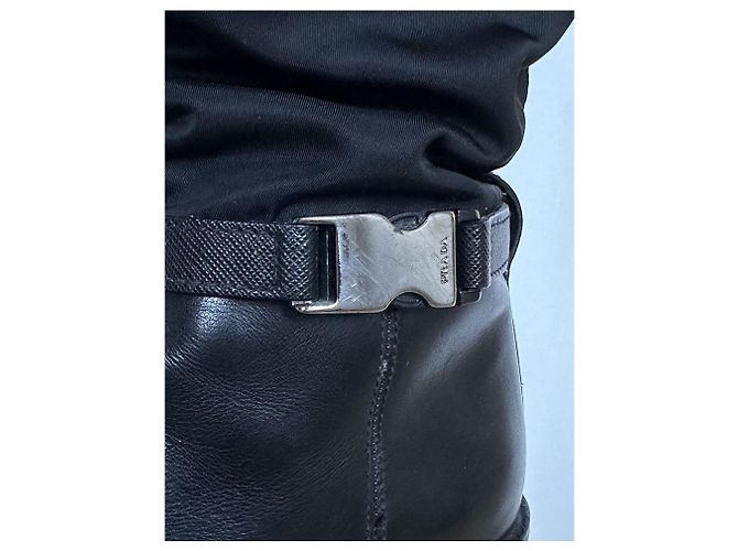 Stivali Prada in pelle e nylon neri Nero - vista 7