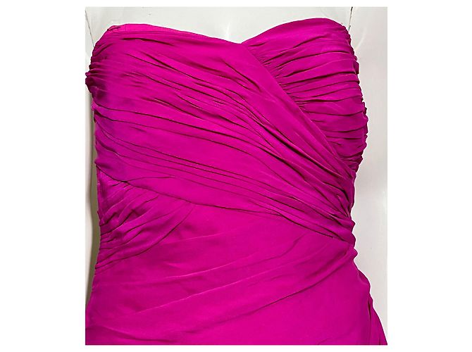 Marchesa Rosa trägerloses Seidenkleid Pink - Ansicht 4
