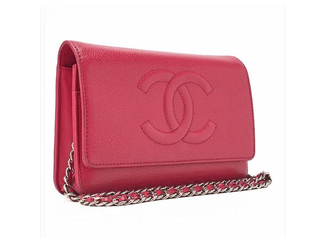 Wallet On Chain Borsa a spalla CHANEL, portafoglio a catena, pelle caviar rosa, finiture argentate, - vista 2