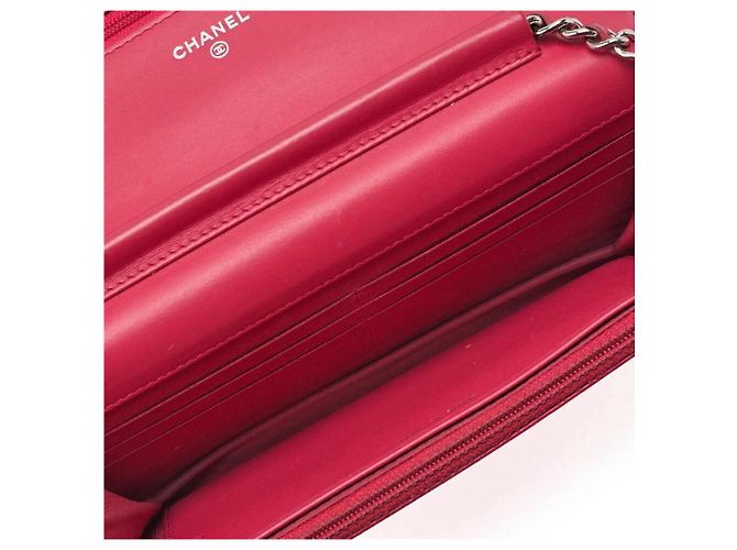 Wallet On Chain Borsa a spalla CHANEL, portafoglio a catena, pelle caviar rosa, finiture argentate, - vista 6