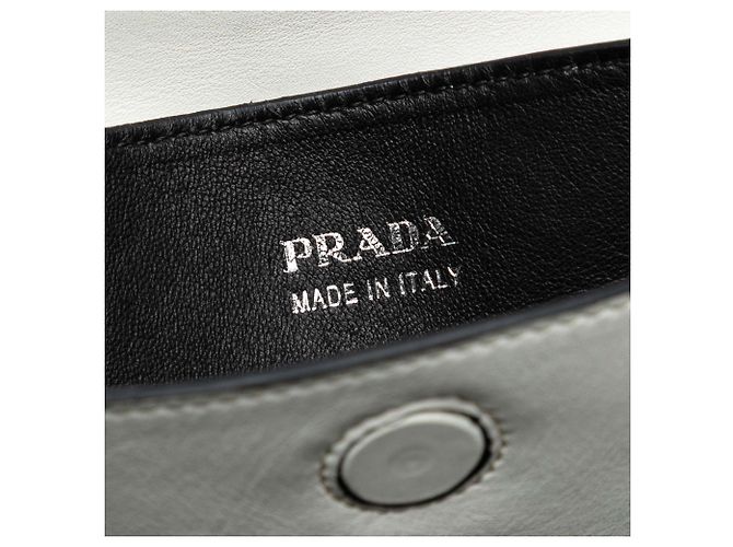 Double Prada Grande Borsa Doppia in Vitello Bianco da Città - vista 5