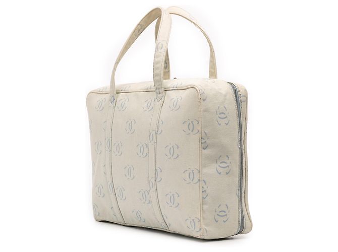 Borsa da viaggio in denim blu CC di Chanel Blu chiaro - vista 2