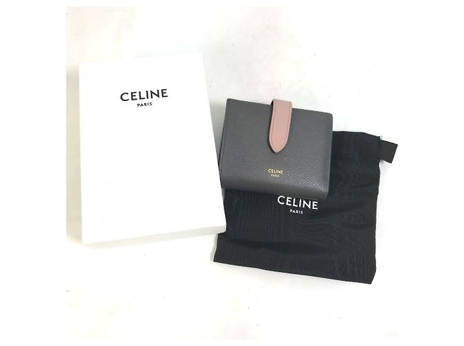 Céline Celine Two-Tone Small Strap Wallet Brown Pink - view 13