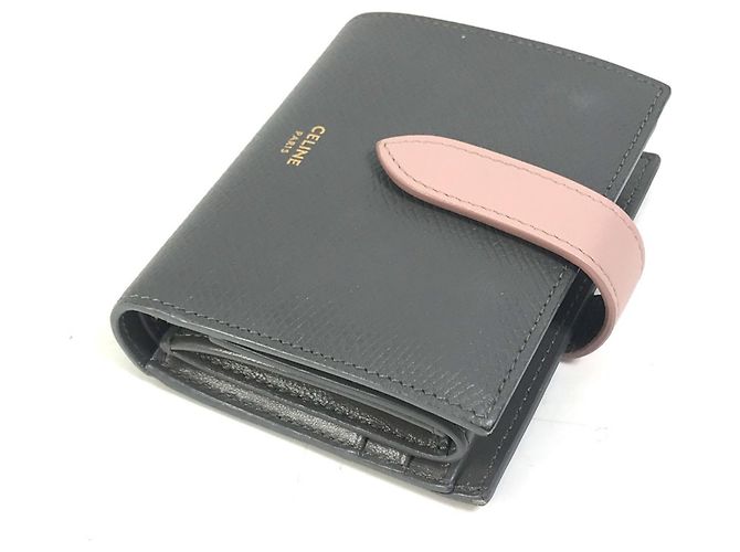 Céline Celine Two-Tone Small Strap Wallet Brown Pink - view 4