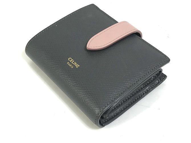 Céline Celine Two-Tone Small Strap Wallet Brown Pink - view 5