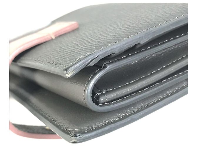 Céline Celine Two-Tone Small Strap Wallet Brown Pink - view 7