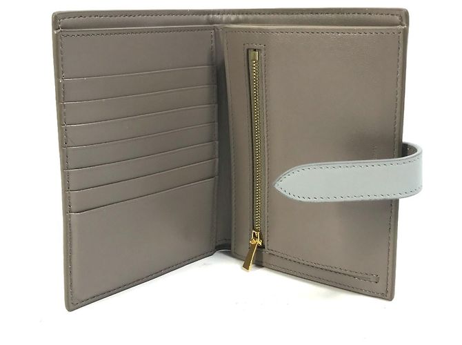 Céline Monedero de cuero tri-fold Celine Castaño Azul claro - vista 10