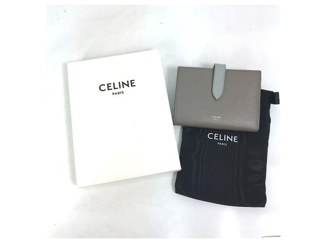 Céline Monedero de cuero tri-fold Celine Castaño Azul claro - vista 13