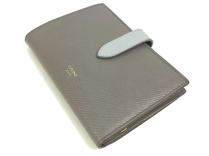 Céline Monedero de cuero tri-fold Celine Castaño Azul claro - vista 4