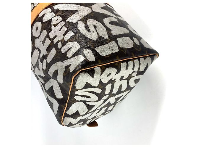 Borsa Boston Keepall 50 Monogram Graffiti Louis Vuitton Marrone Bianco Monogramma - vista 10