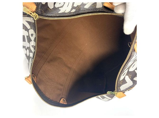 Borsa Boston Keepall 50 Monogram Graffiti Louis Vuitton Marrone Bianco Monogramma - vista 11