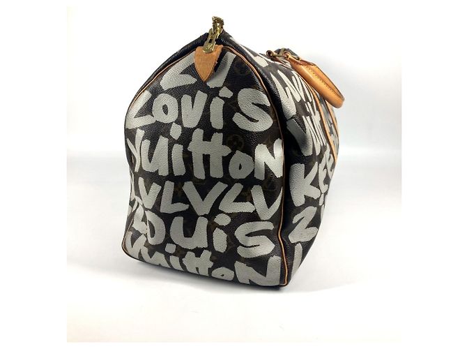 Borsa Boston Keepall 50 Monogram Graffiti Louis Vuitton Marrone Bianco Monogramma - vista 3