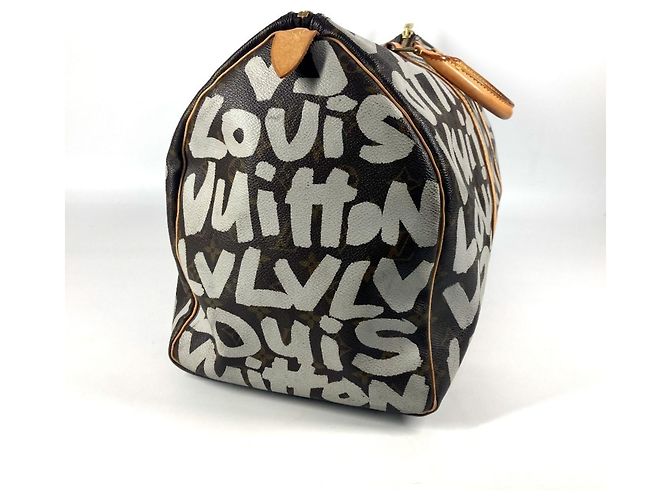 Borsa Boston Keepall 50 Monogram Graffiti Louis Vuitton Marrone Bianco Monogramma - vista 4