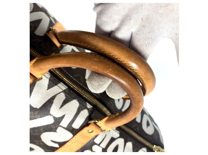 Borsa Boston Keepall 50 Monogram Graffiti Louis Vuitton Marrone Bianco Monogramma - vista 5