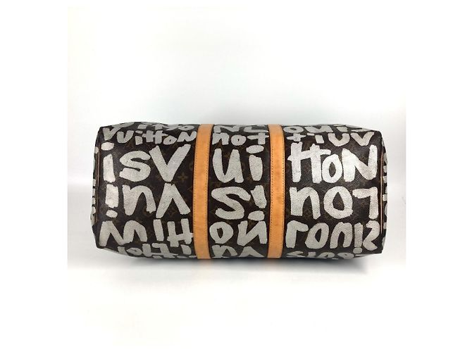Borsa Boston Keepall 50 Monogram Graffiti Louis Vuitton Marrone Bianco Monogramma - vista 8