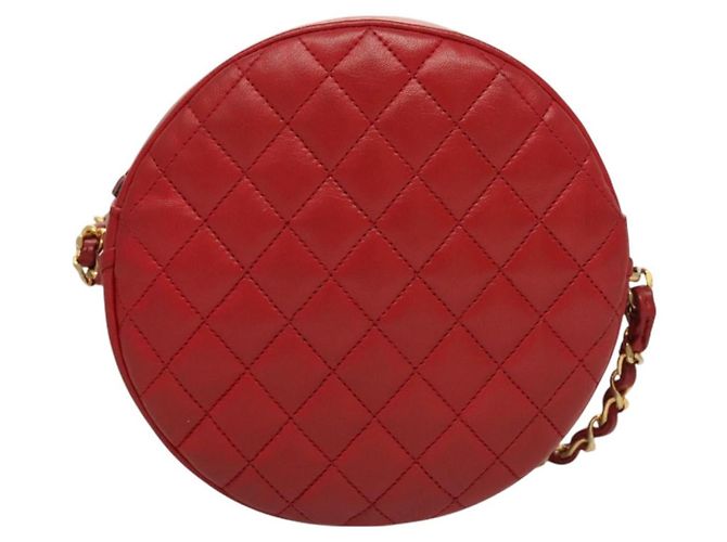 Chanel Vintage Round Tassel Quilted Lambskin Large Rosso - vista 2