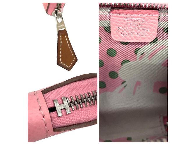 Monedero compacto mini Azap en seda Hermès Rosa - vista 3