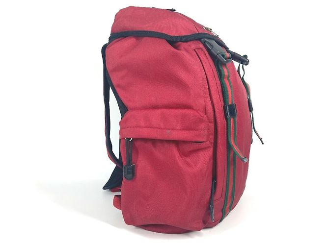 Gucci Sherry Line Rucksack mit Techno-Logo Tigerkopf Schwarz Rot - Ansicht 3