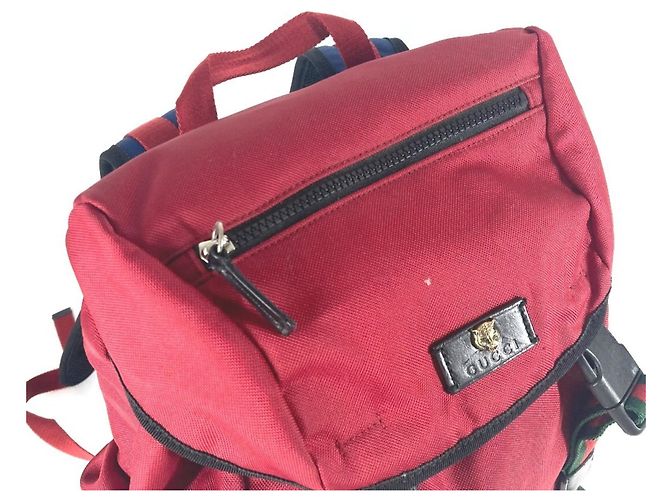 Gucci Sherry Line Rucksack mit Techno-Logo Tigerkopf Schwarz Rot - Ansicht 8