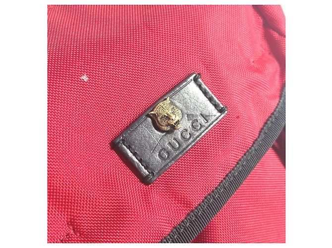 Gucci Sherry Line Rucksack mit Techno-Logo Tigerkopf Schwarz Rot - Ansicht 9