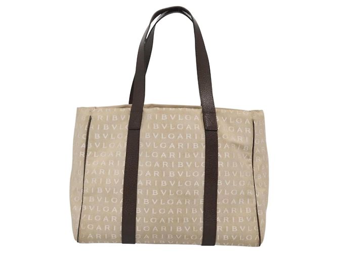 Bulgari Bvlgari B.Zero1 Logomania Tasche aus Canvas mit Leder groß Beige - Ansicht 2