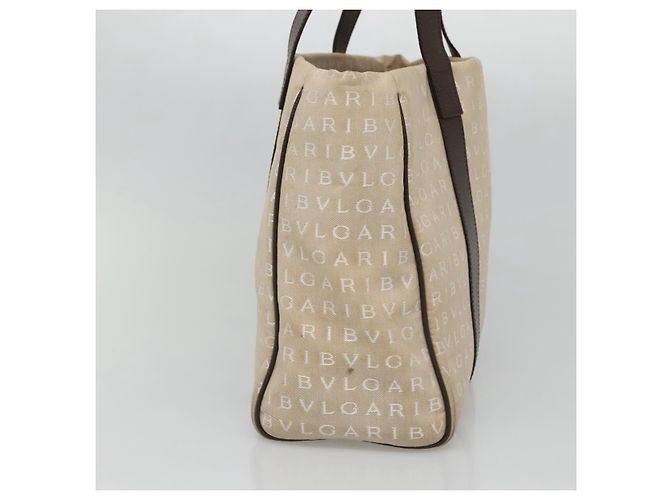 Bulgari Bvlgari B.Zero1 Logomania Tasche aus Canvas mit Leder groß Beige - Ansicht 4