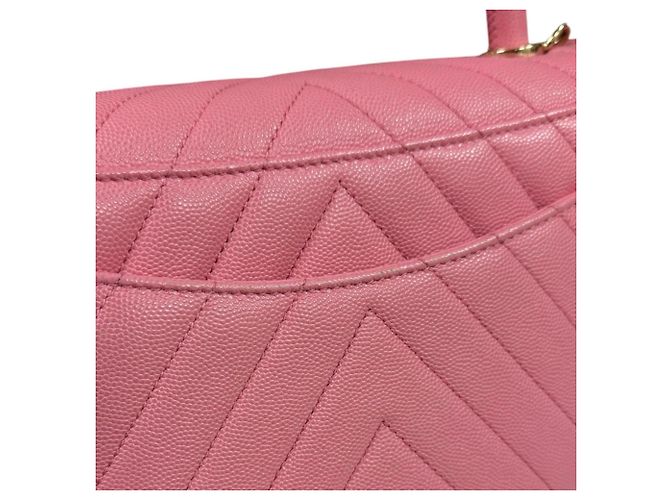 Borsa a Spalla Chanel Coco Handle 29 V-Stitch Rosa - vista 11
