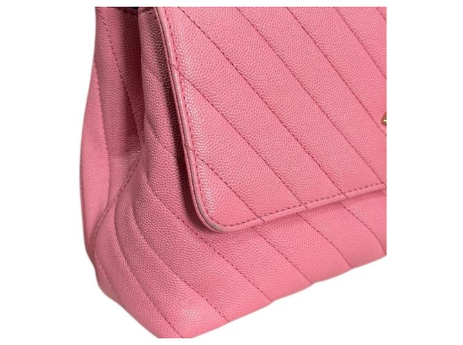 Borsa a Spalla Chanel Coco Handle 29 V-Stitch Rosa - vista 12