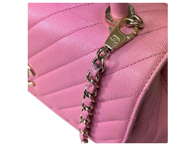 Borsa a Spalla Chanel Coco Handle 29 V-Stitch Rosa - vista 14