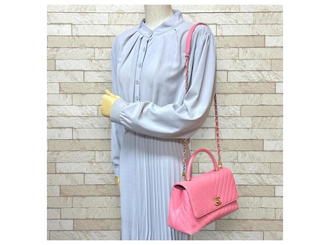 Borsa a Spalla Chanel Coco Handle 29 V-Stitch Rosa - vista 2