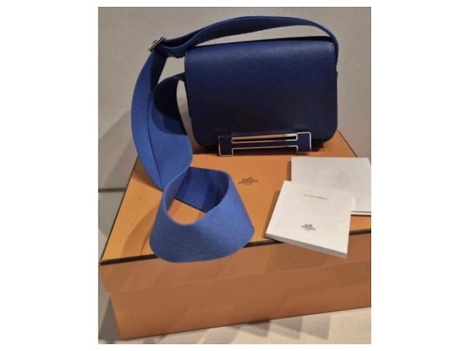 Hermès Geta in pelle blu navy Hermes - vista 10