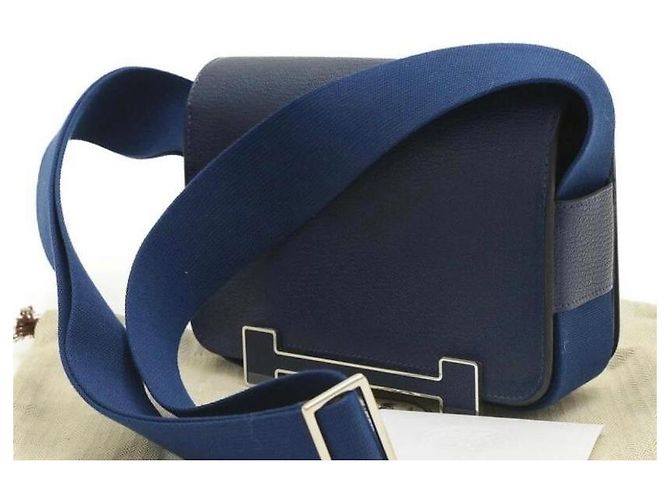 Hermès Geta in pelle blu navy Hermes - vista 11