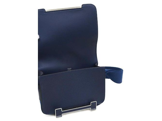 Hermès Geta in pelle blu navy Hermes - vista 13