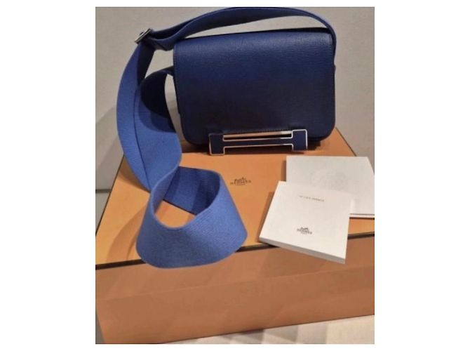Hermès Geta in pelle blu navy Hermes - vista 14