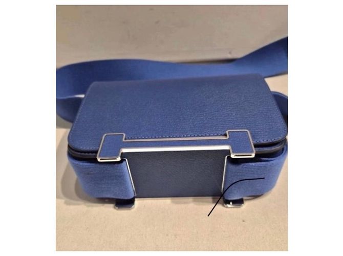 Hermès Geta in pelle blu navy Hermes - vista 15