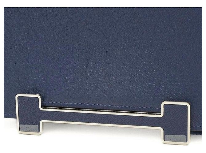 Hermès Geta in pelle blu navy Hermes - vista 8