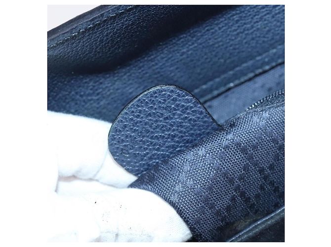 Gucci Vintage Bamboo Handle Suede Blu navy - vista 6