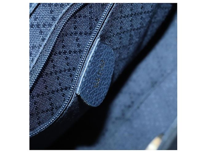 Gucci Vintage Bamboo Handle Suede Blu navy - vista 7