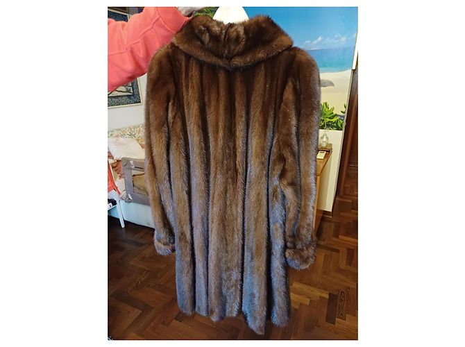 Autre Marque Abrigo de piel de visón marrón oscuro - vista 3