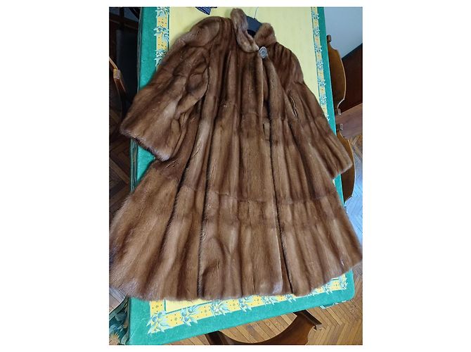 Autre Marque Abrigo de piel de visón marrón claro modelo amplio - vista 2